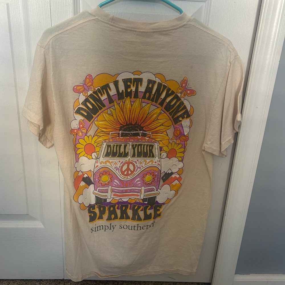 Simply Southern Cream T-Shirt with Floral Accent